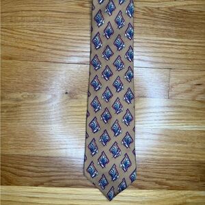 Vintage Christian Dior Tie with Blue and Burgundy Pattern